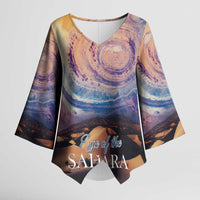 Mauritania Richat Structure Kimono Sleeve Blouse Eyes of the Sahara - Wonder Print Shop