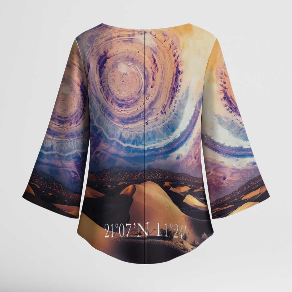Mauritania Richat Structure Kimono Sleeve Blouse Eyes of the Sahara - Wonder Print Shop