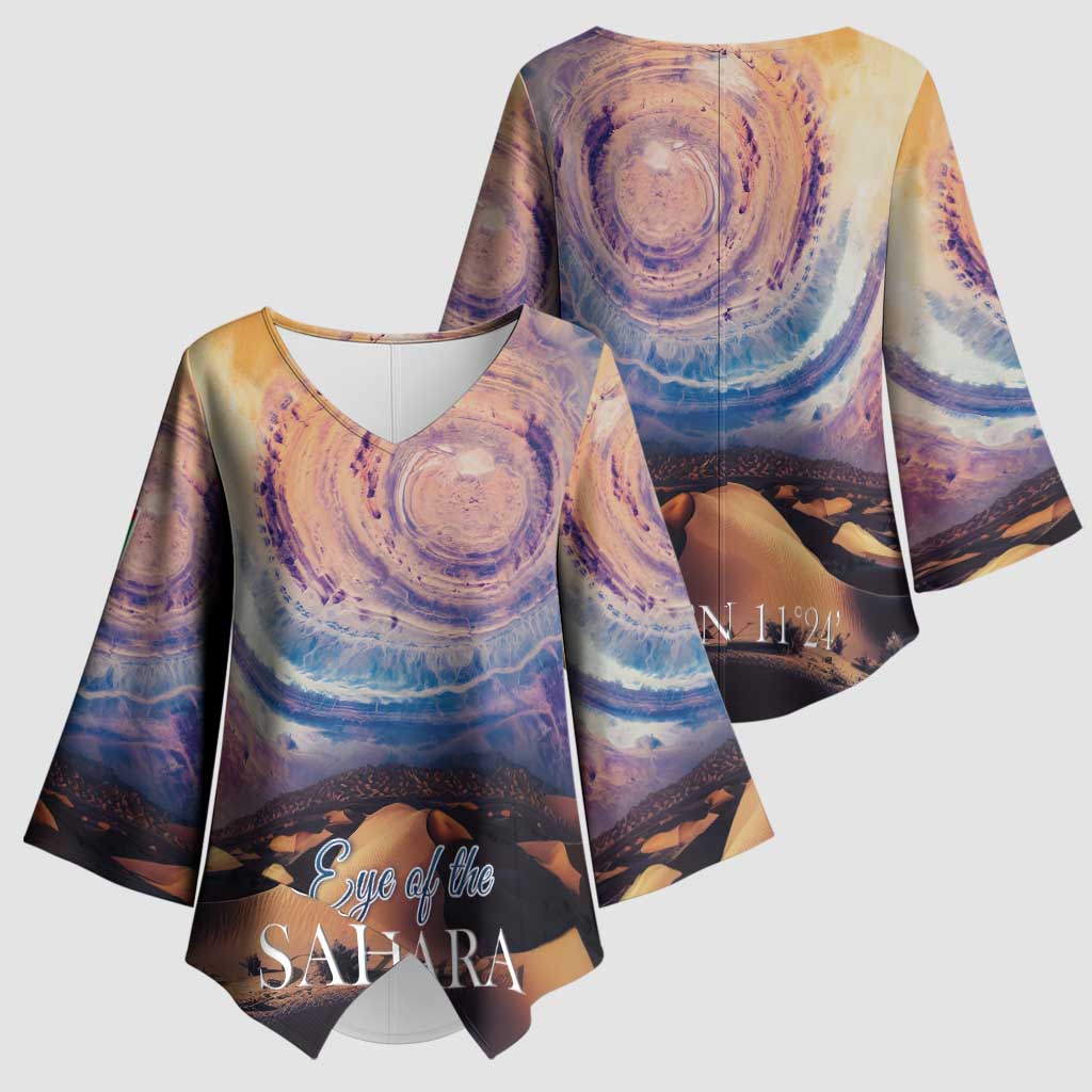Mauritania Richat Structure Kimono Sleeve Blouse Eyes of the Sahara - Wonder Print Shop