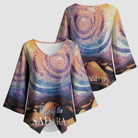 Mauritania Richat Structure Kimono Sleeve Blouse Eyes of the Sahara - Wonder Print Shop