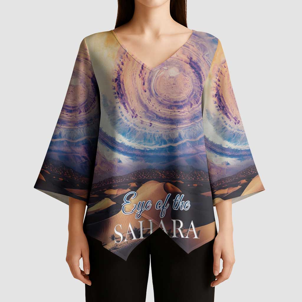 Mauritania Richat Structure Kimono Sleeve Blouse Eyes of the Sahara - Wonder Print Shop