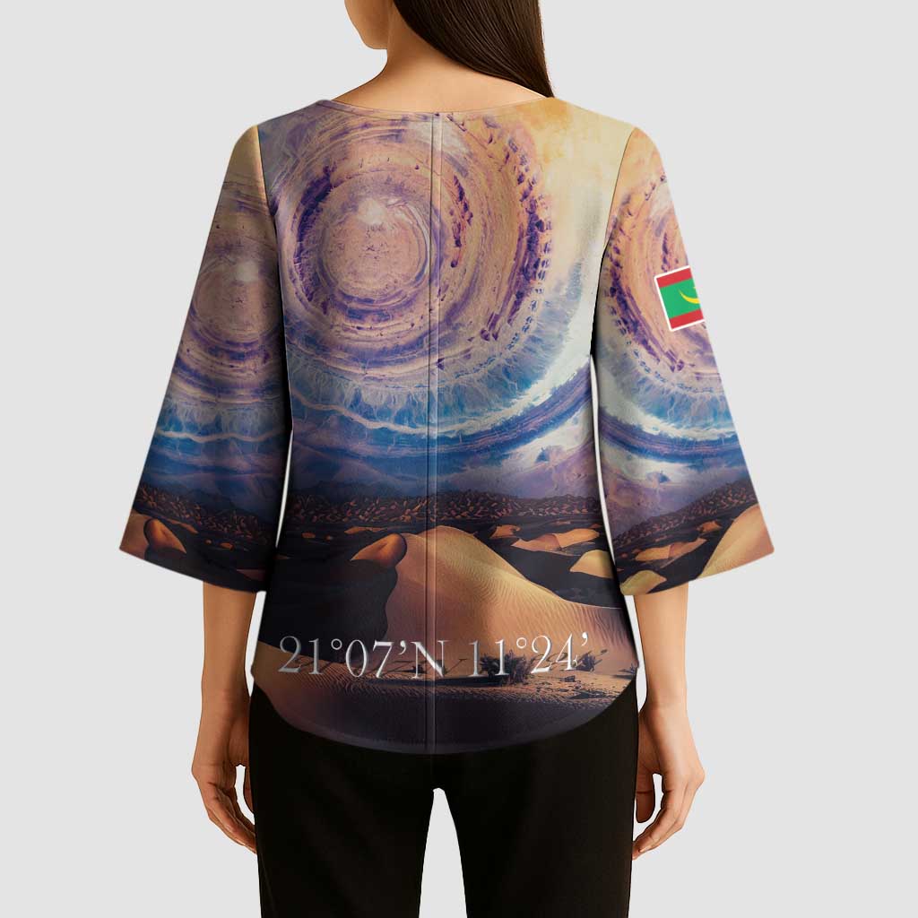 Mauritania Richat Structure Kimono Sleeve Blouse Eyes of the Sahara - Wonder Print Shop