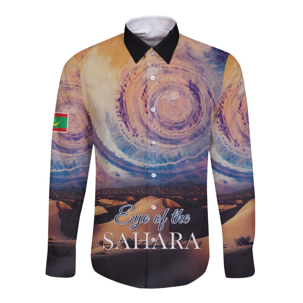 Mauritania Richat Structure Long Sleeve Button Shirt Eyes of the Sahara - Wonder Print Shop