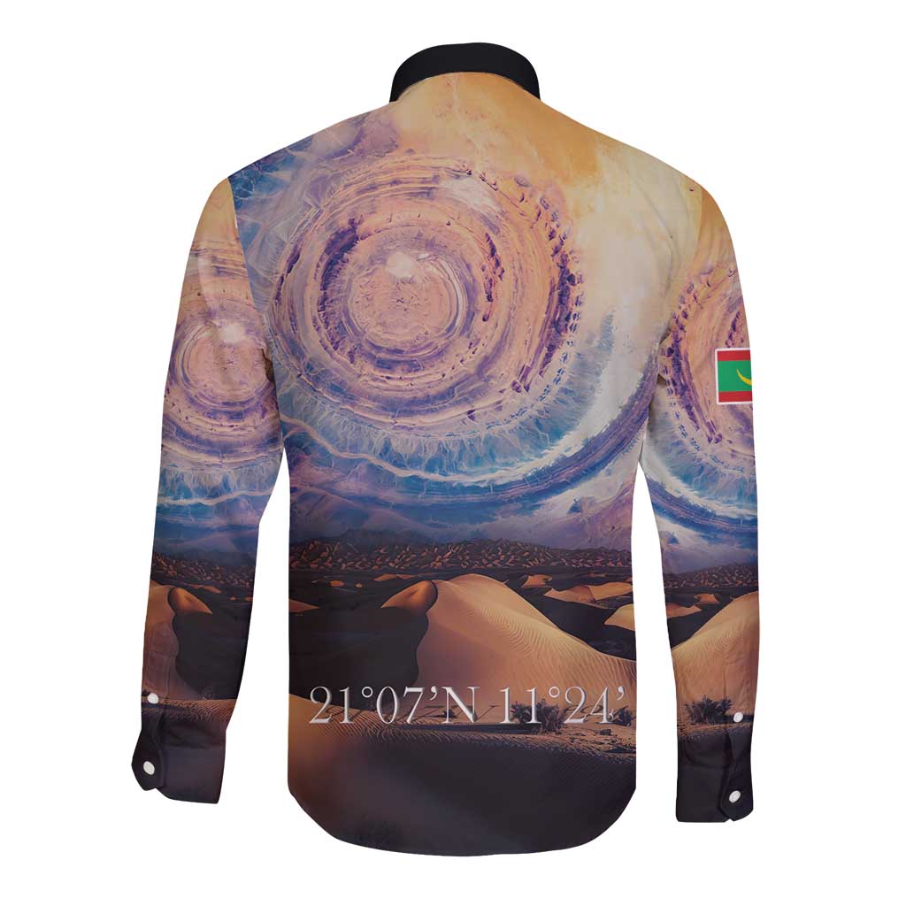 Mauritania Richat Structure Long Sleeve Button Shirt Eyes of the Sahara - Wonder Print Shop