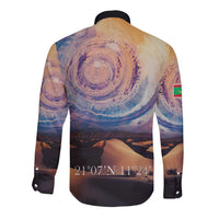 Mauritania Richat Structure Long Sleeve Button Shirt Eyes of the Sahara - Wonder Print Shop