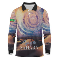 Mauritania Richat Structure Long Sleeve Polo Shirt Eyes of the Sahara - Wonder Print Shop