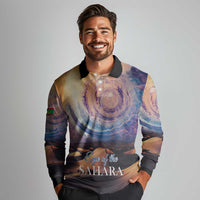 Mauritania Richat Structure Long Sleeve Polo Shirt Eyes of the Sahara - Wonder Print Shop