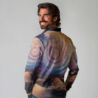 Mauritania Richat Structure Long Sleeve Polo Shirt Eyes of the Sahara - Wonder Print Shop