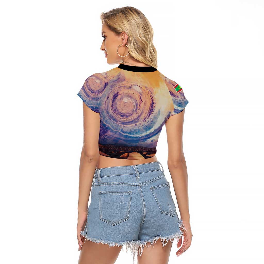 Mauritania Richat Structure Raglan Cropped T Shirt Eyes of the Sahara - Wonder Print Shop