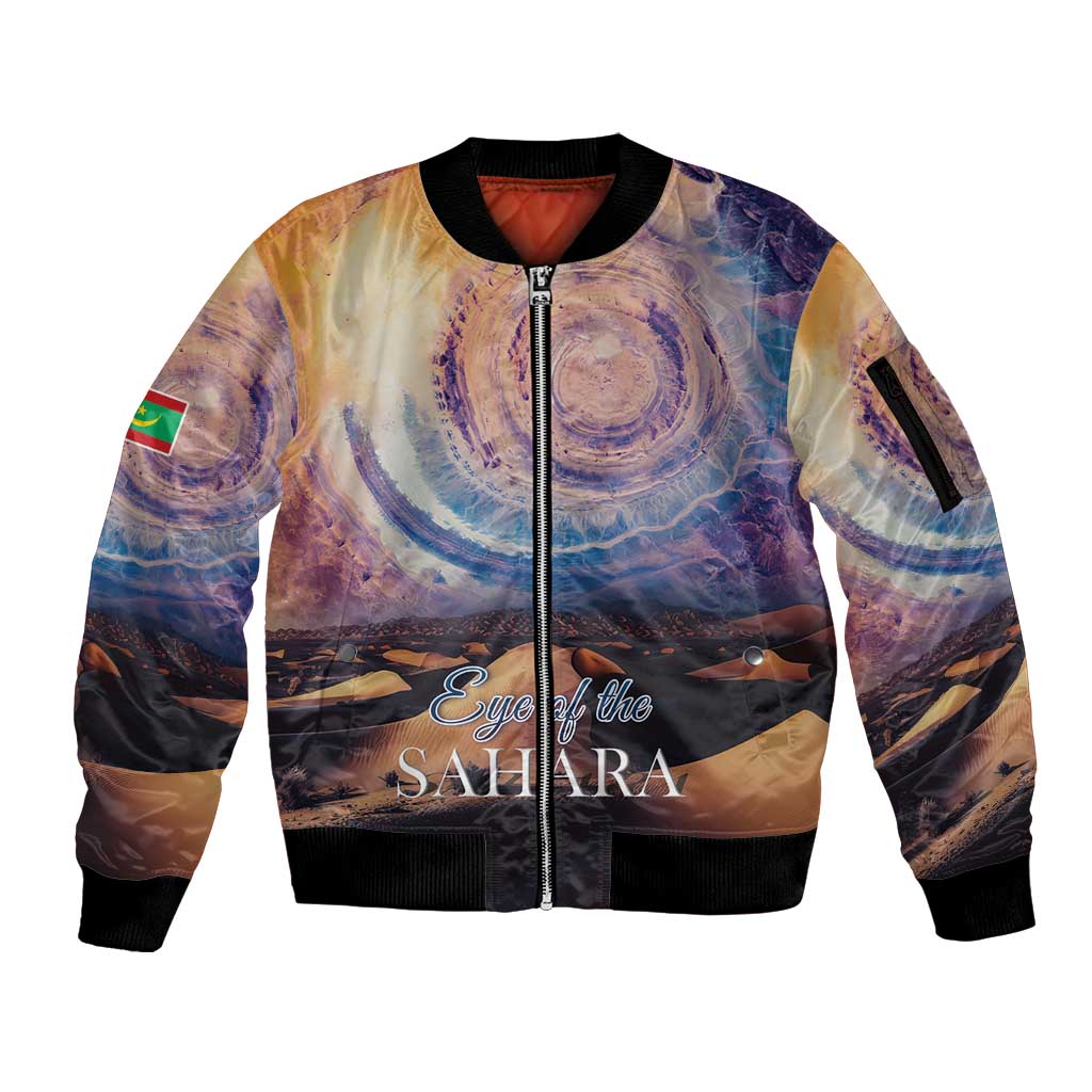 Mauritania Richat Structure Sleeve Zip Bomber Jacket Eyes of the Sahara - Wonder Print Shop
