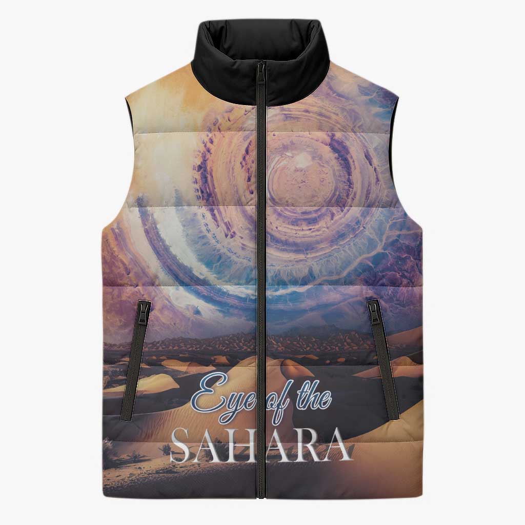 Mauritania Richat Structure Sleeveless Puffer Jacket Eyes of the Sahara - Wonder Print Shop