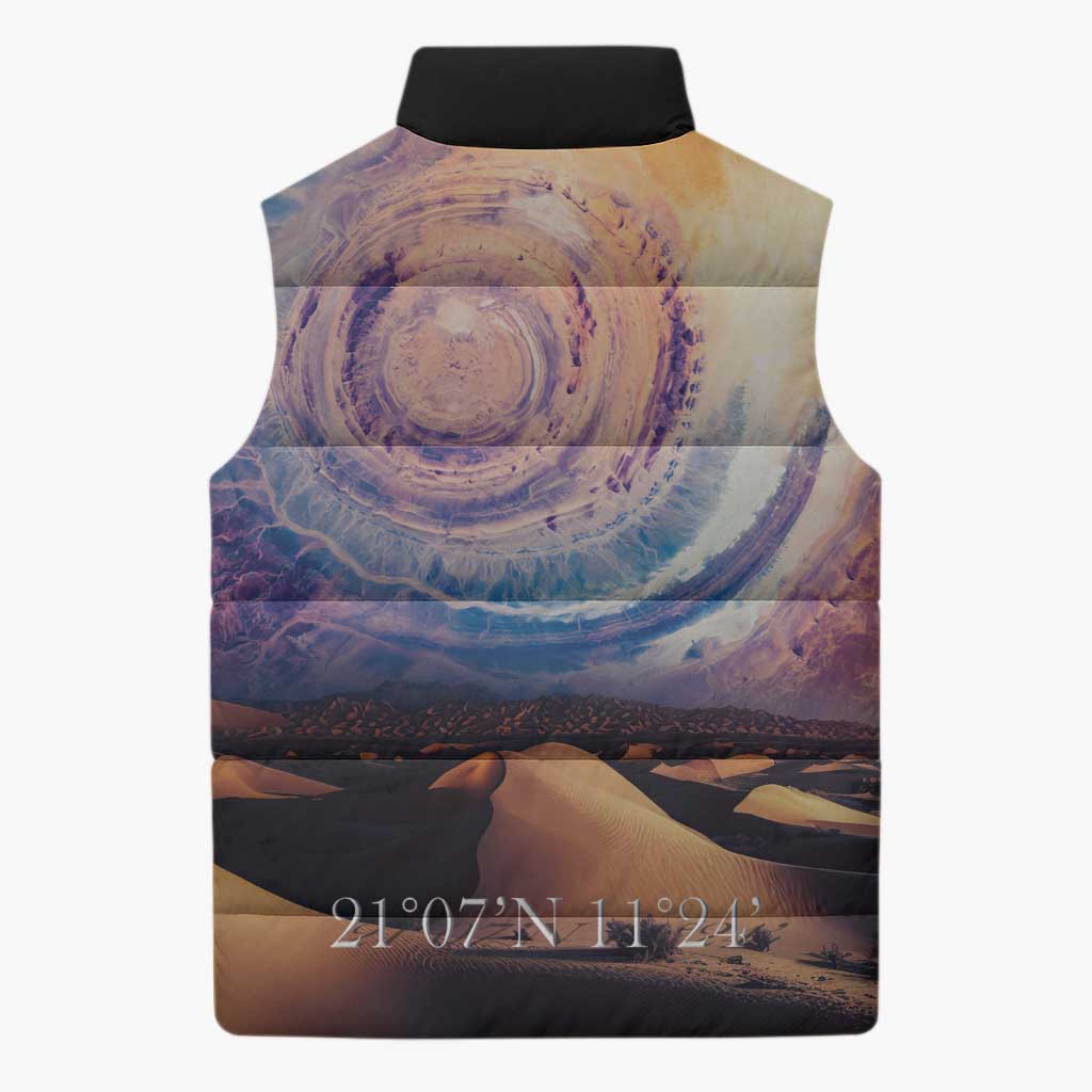 Mauritania Richat Structure Sleeveless Puffer Jacket Eyes of the Sahara - Wonder Print Shop