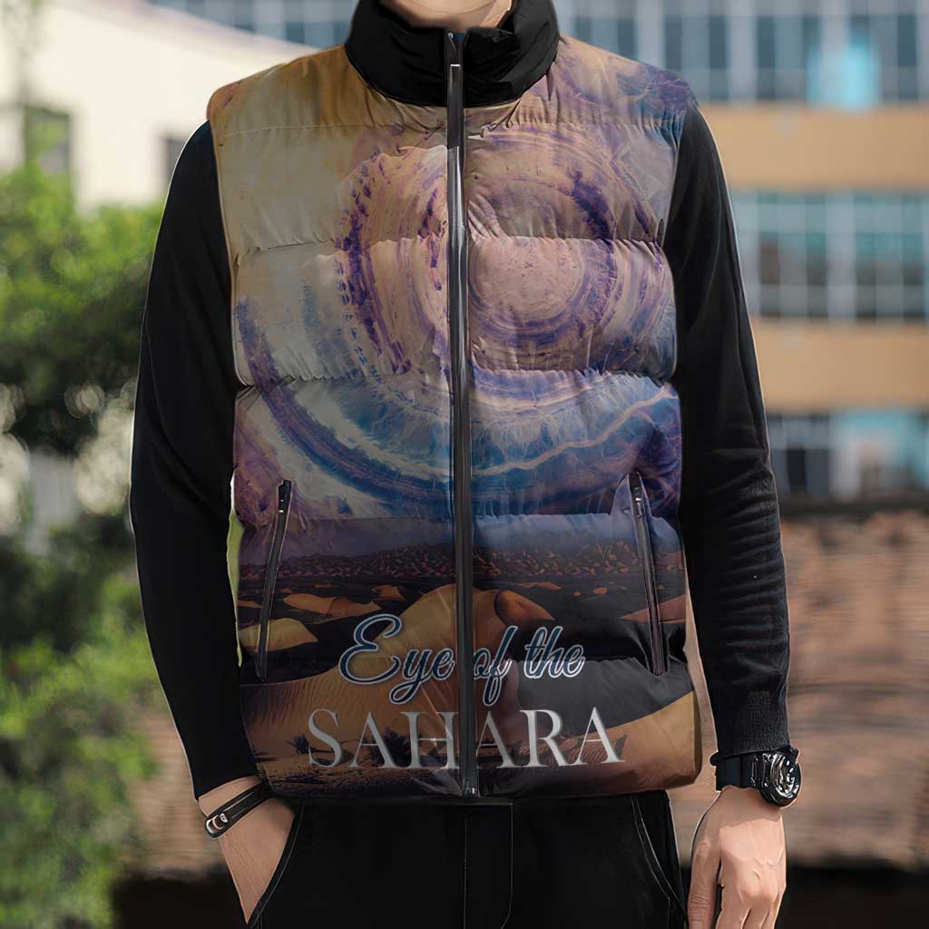Mauritania Richat Structure Sleeveless Puffer Jacket Eyes of the Sahara - Wonder Print Shop