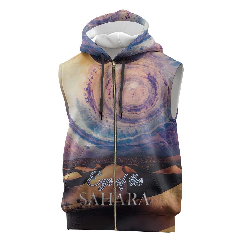 Mauritania Richat Structure Sleeveless Zip Hoodie Eyes of the Sahara - Wonder Print Shop