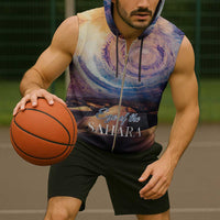 Mauritania Richat Structure Sleeveless Zip Hoodie Eyes of the Sahara - Wonder Print Shop