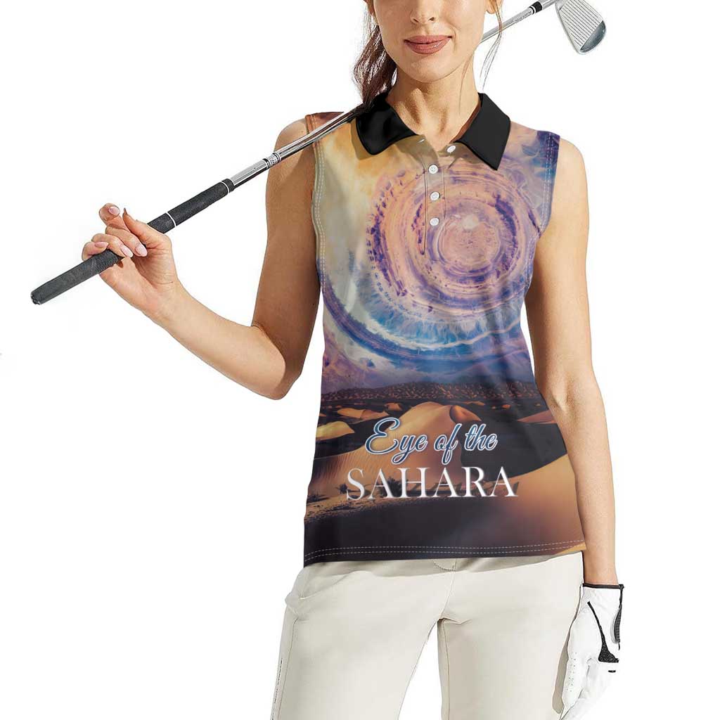 Mauritania Richat Structure Women Sleeveless Polo Shirt Eyes of the Sahara - Wonder Print Shop