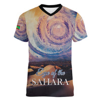 Mauritania Richat Structure Women V-Neck T-Shirt Eyes of the Sahara - Wonder Print Shop
