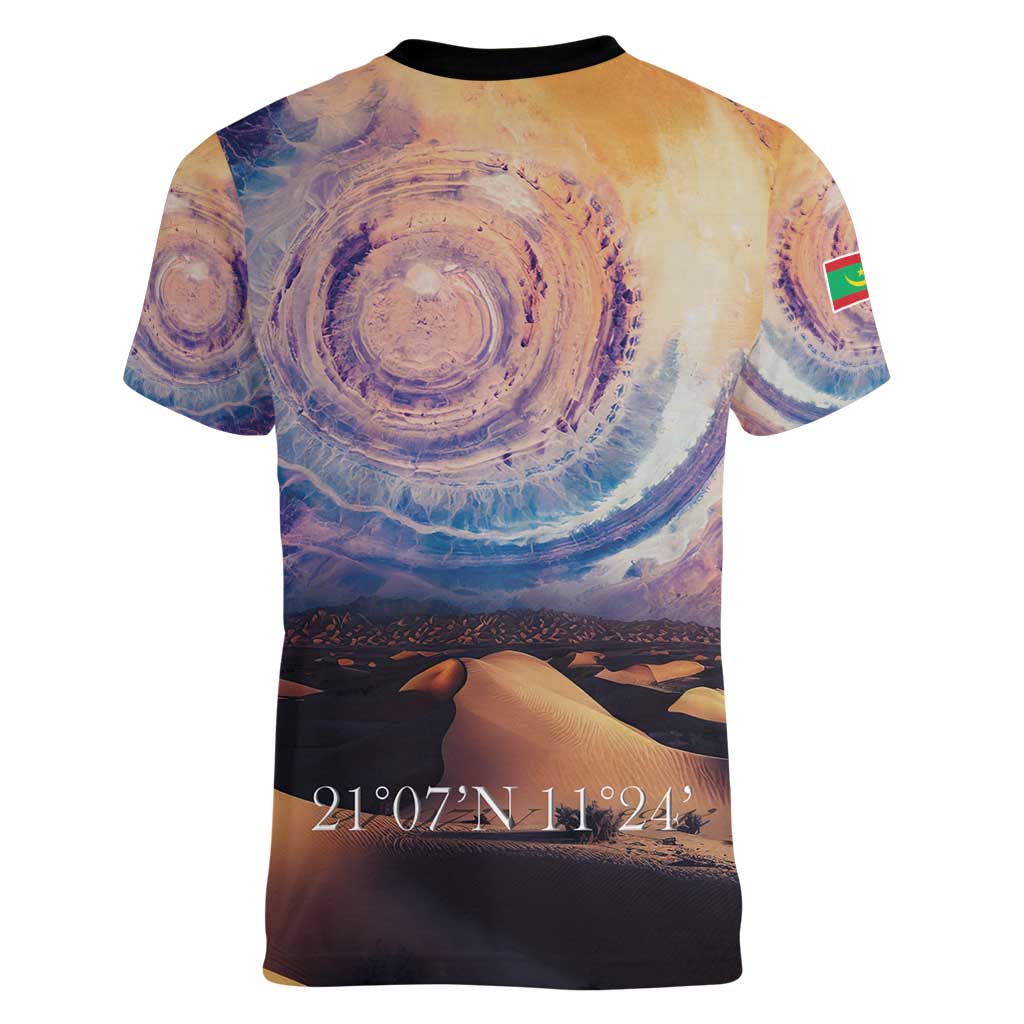 Mauritania Richat Structure Women V-Neck T-Shirt Eyes of the Sahara - Wonder Print Shop