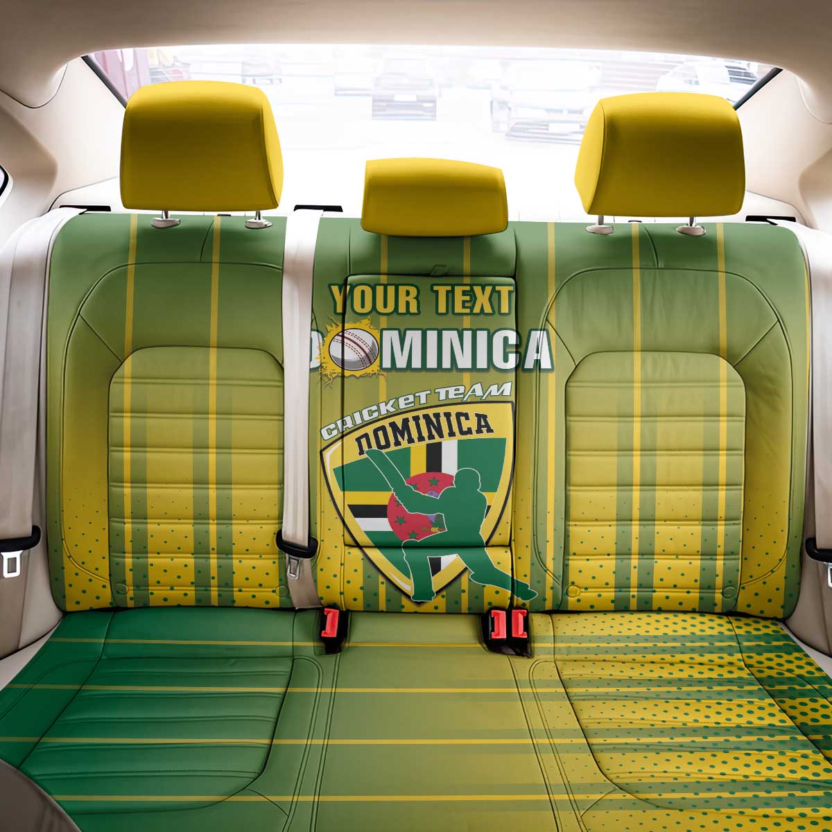 Custom Dominica Cricket Back Car Seat Cover Sporty Style - Wonder Print Shop