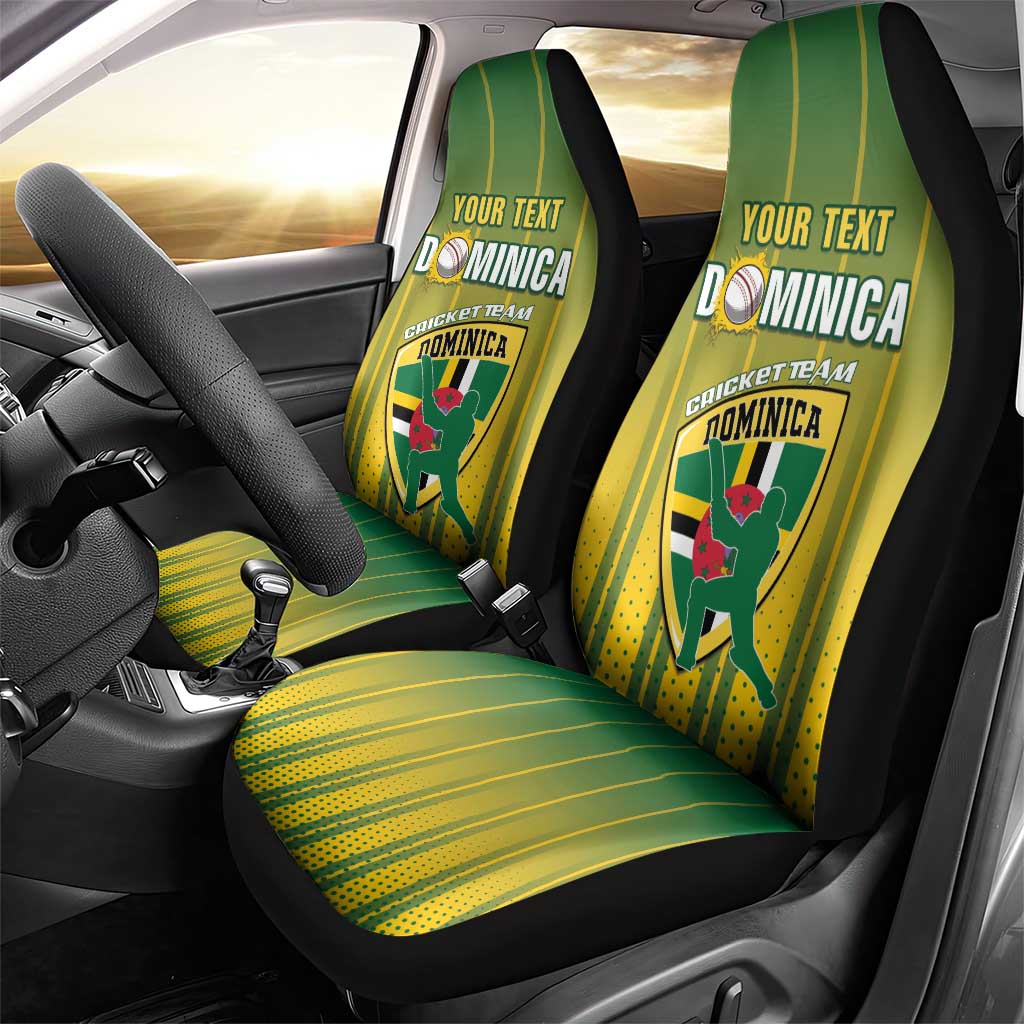 Custom Dominica Cricket Car Seat Cover Sporty Style - Wonder Print Shop