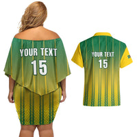 Custom Dominica Cricket Couples Matching Off Shoulder Short Dress and Hawaiian Shirt Sporty Style - Wonder Print Shop
