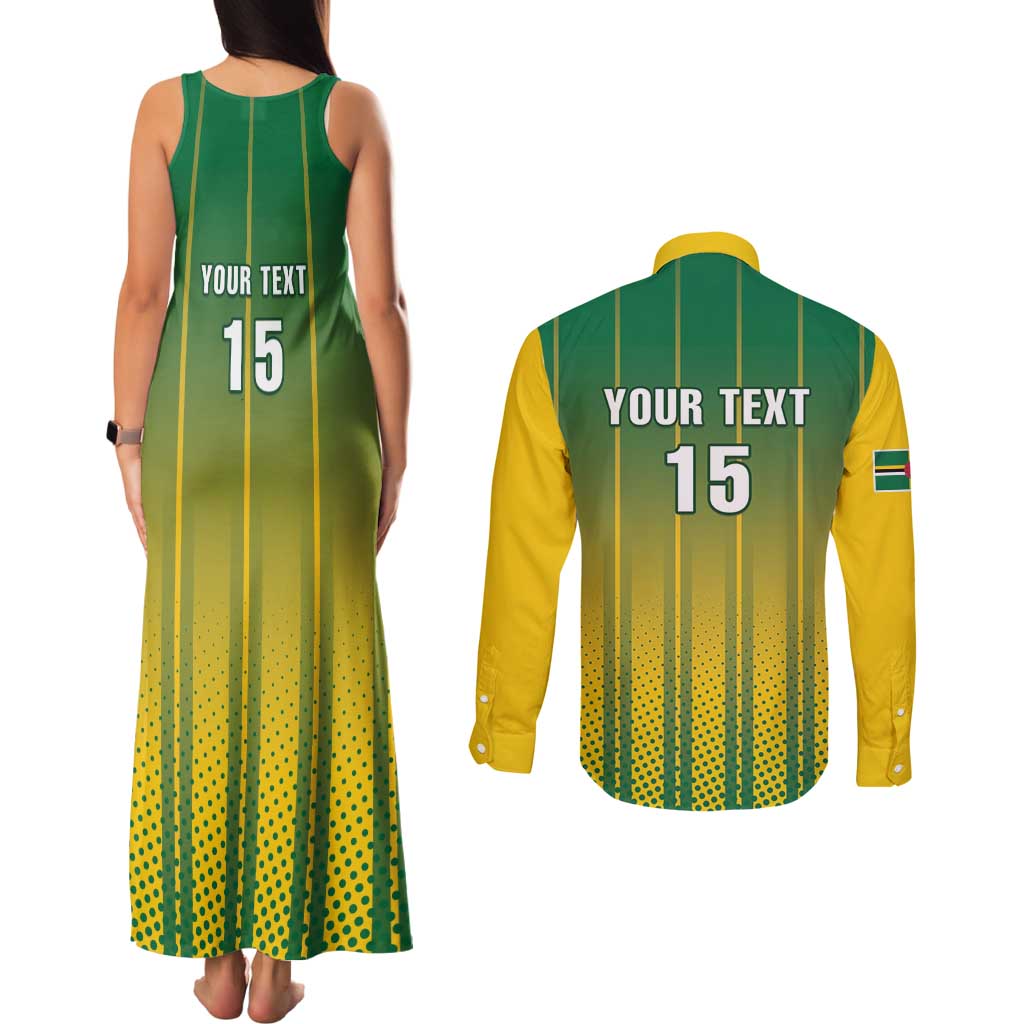 Custom Dominica Cricket Couples Matching Tank Maxi Dress and Long Sleeve Button Shirt Sporty Style - Wonder Print Shop
