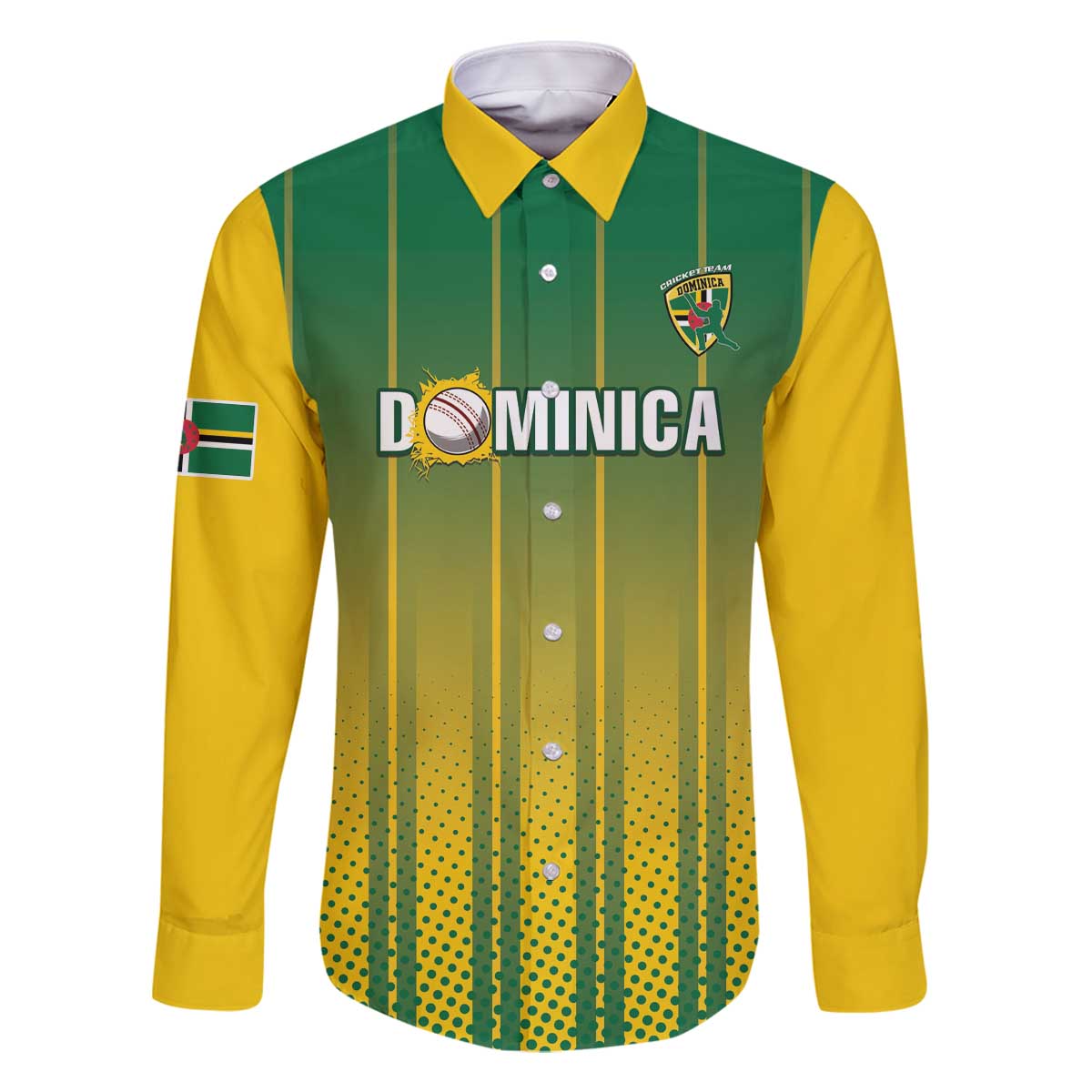 Custom Dominica Cricket Family Matching Off The Shoulder Long Sleeve Dress and Hawaiian Shirt Sporty Style - Wonder Print Shop