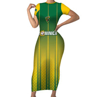 Custom Dominica Cricket Family Matching Short Sleeve Bodycon Dress and Hawaiian Shirt Sporty Style - Wonder Print Shop
