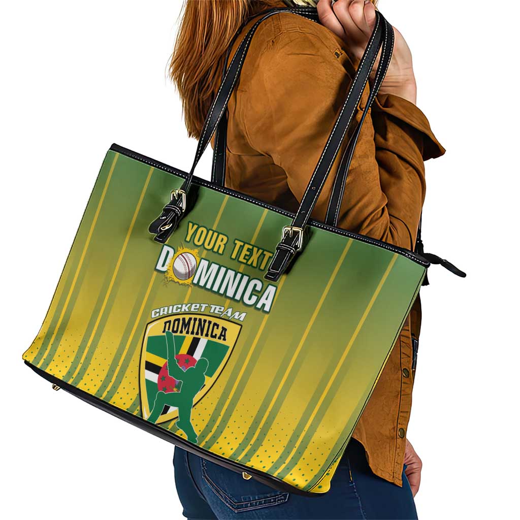 Custom Dominica Cricket Leather Tote Bag Sporty Style - Wonder Print Shop