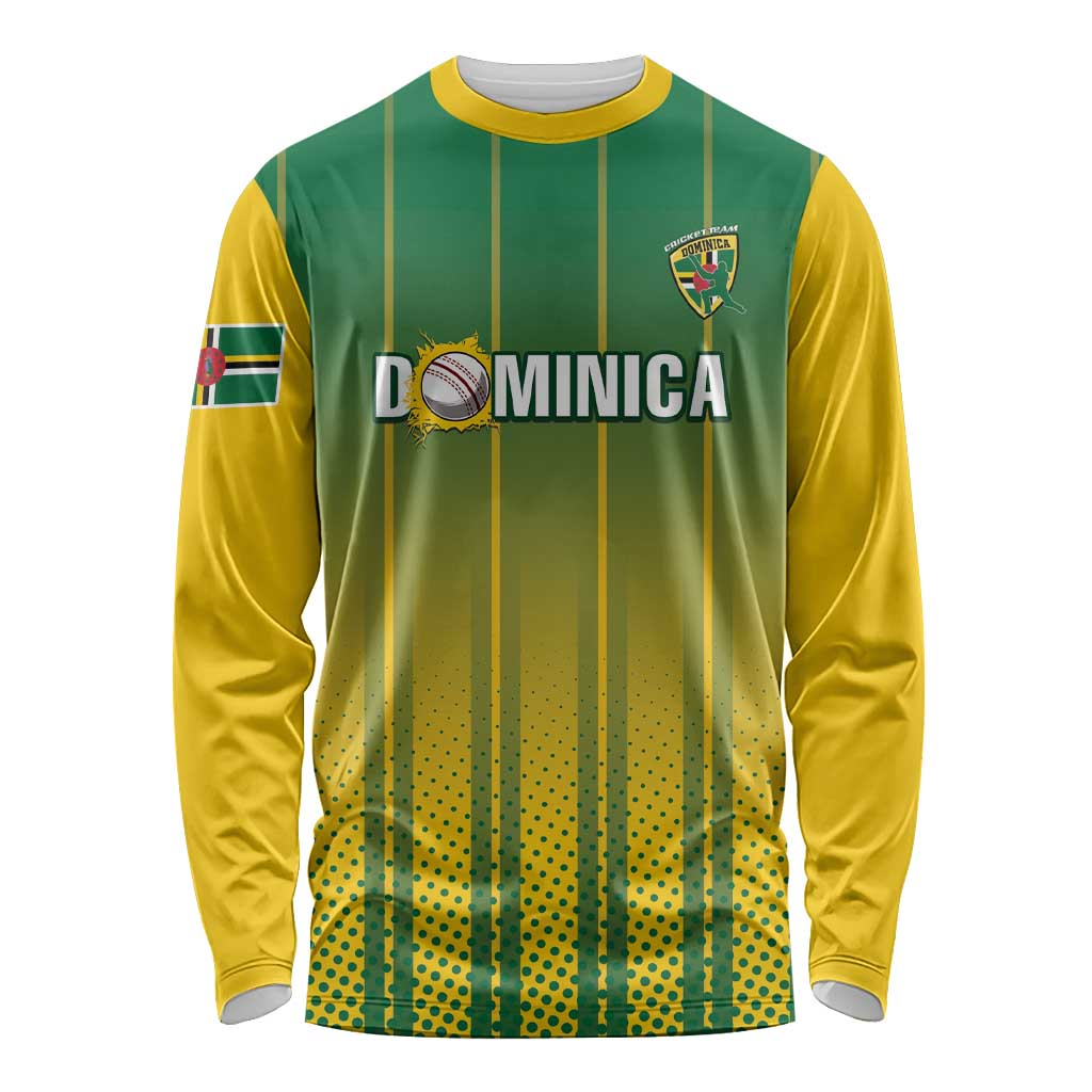 Custom Dominica Cricket Long Sleeve Shirt Sporty Style - Wonder Print Shop