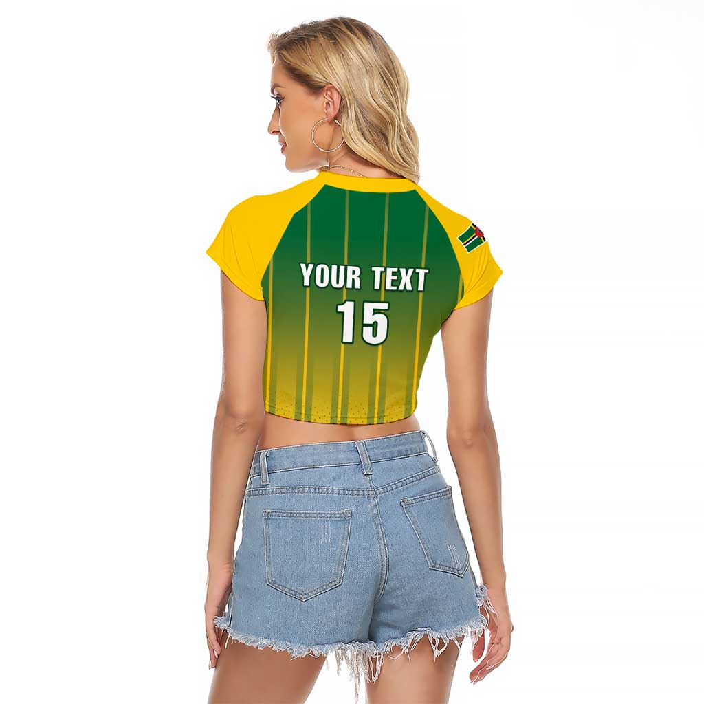 Custom Dominica Cricket Raglan Cropped T Shirt Sporty Style - Wonder Print Shop