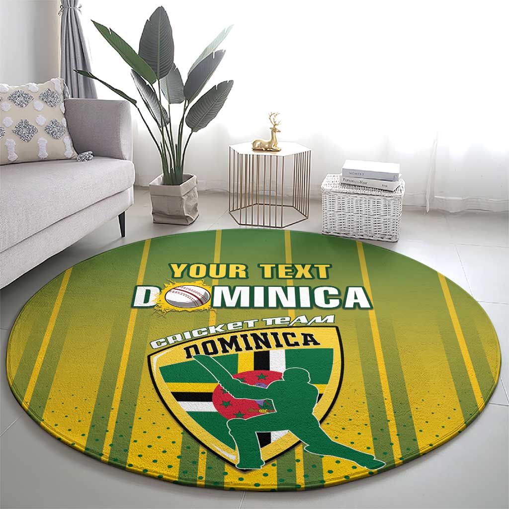 Custom Dominica Cricket Round Carpet Sporty Style