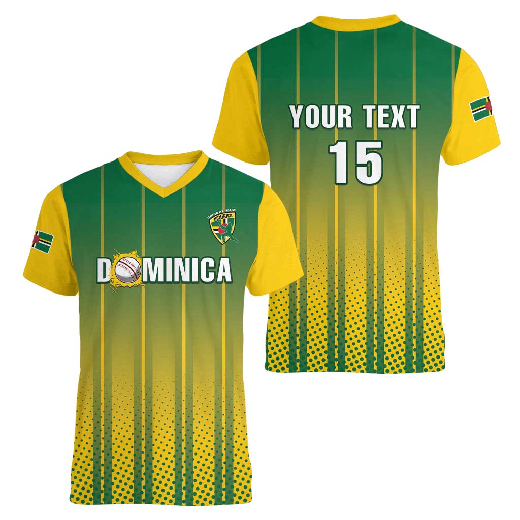 Custom Dominica Cricket Women V-Neck T-Shirt Sporty Style - Wonder Print Shop