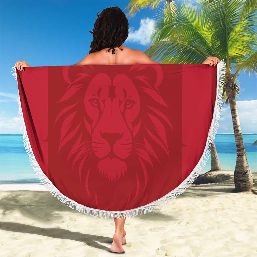 Custom Liberia Football Beach Blanket Lion Mascot - Red - Wonder Print Shop