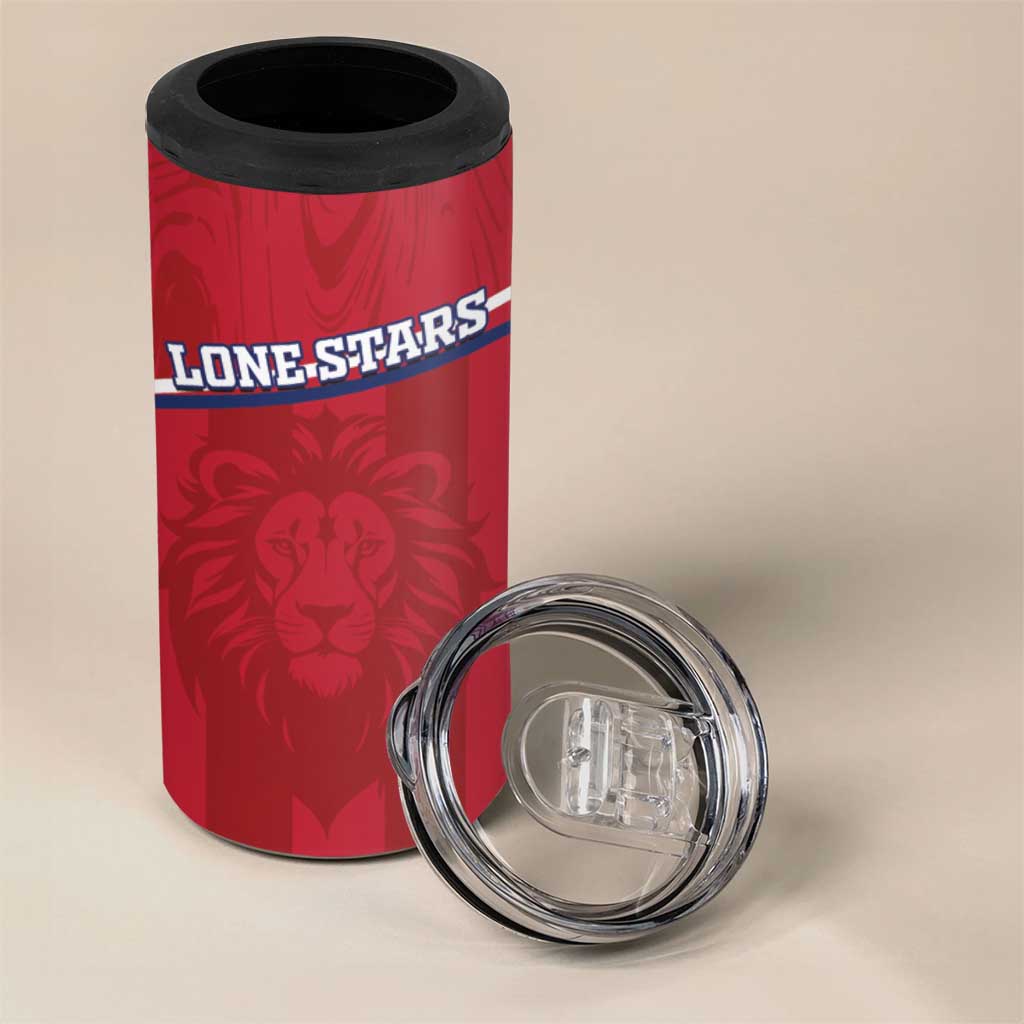 Custom Liberia Football 4 in 1 Can Cooler Tumbler Lion Mascot - Red - Wonder Print Shop