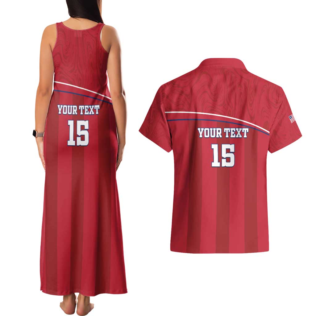 Custom Liberia Football Couples Matching Tank Maxi Dress and Hawaiian Shirt Lion Mascot - Red - Wonder Print Shop