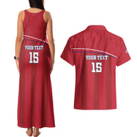 Custom Liberia Football Couples Matching Tank Maxi Dress and Hawaiian Shirt Lion Mascot - Red - Wonder Print Shop