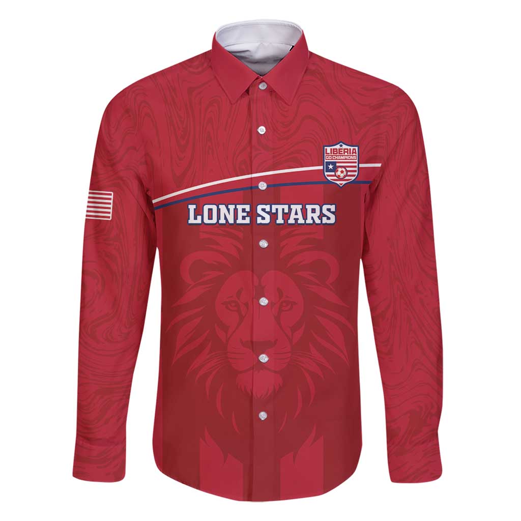 Custom Liberia Football Family Matching Long Sleeve Bodycon Dress and Hawaiian Shirt Lion Mascot - Red - Wonder Print Shop