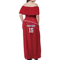 Custom Liberia Football Family Matching Off Shoulder Maxi Dress and Hawaiian Shirt Lion Mascot - Red - Wonder Print Shop