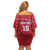 Custom Liberia Football Family Matching Off Shoulder Short Dress and Hawaiian Shirt Lion Mascot - Red - Wonder Print Shop