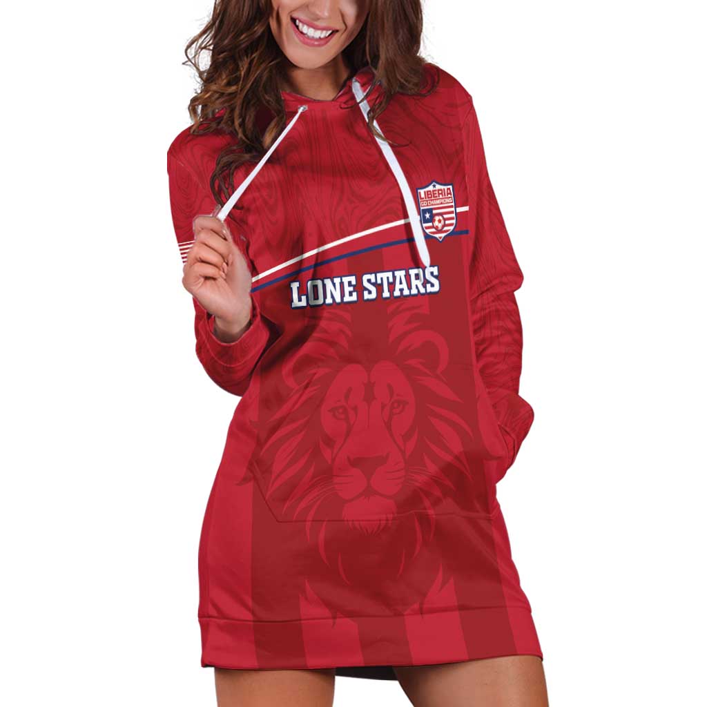Custom Liberia Football Hoodie Dress Lion Mascot - Red - Wonder Print Shop