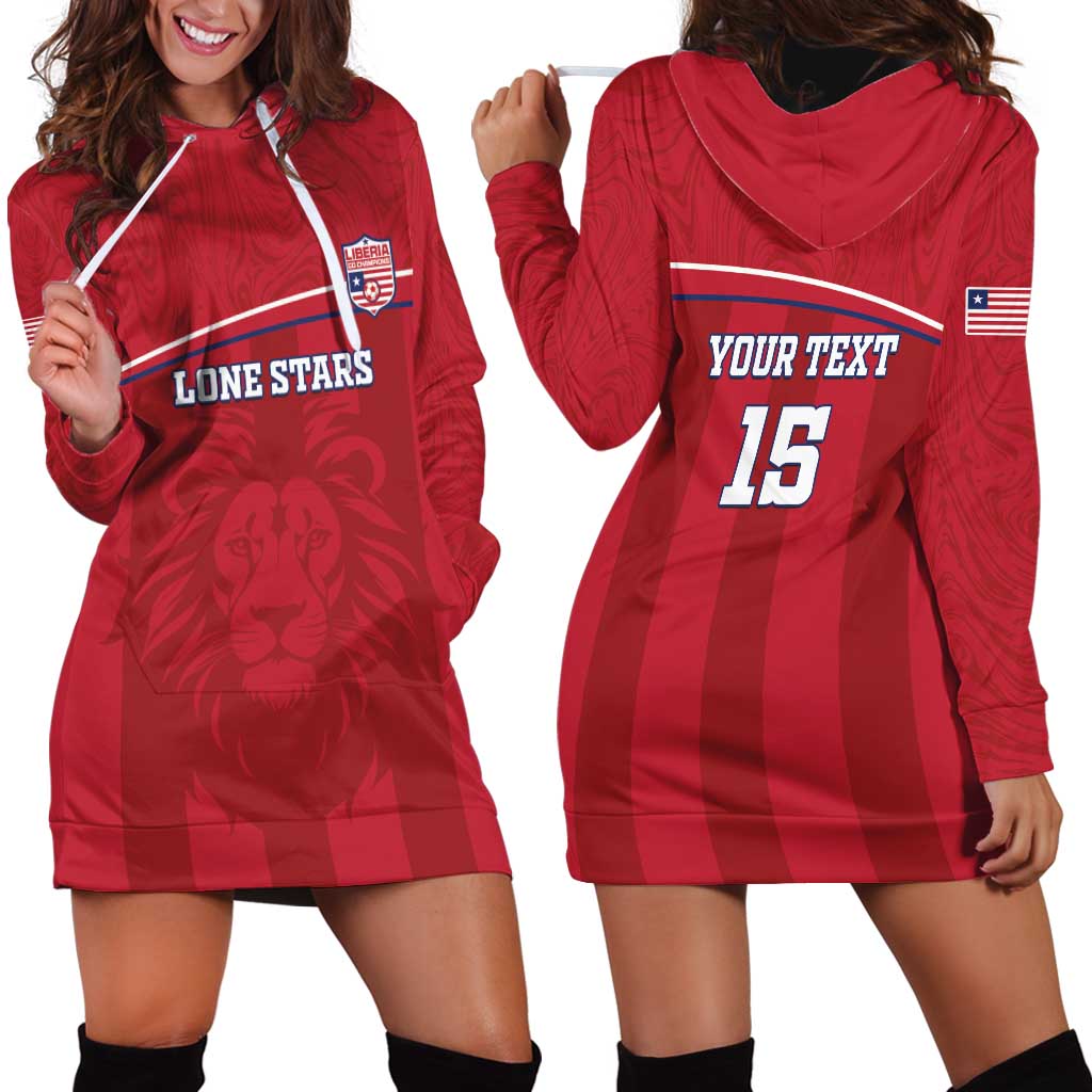 Custom Liberia Football Hoodie Dress Lion Mascot - Red - Wonder Print Shop