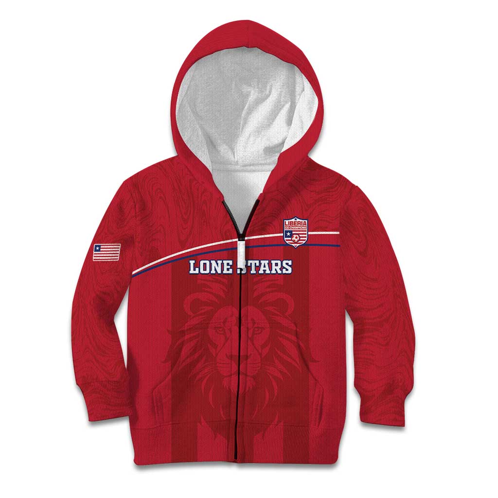 Custom Liberia Football Kid Hoodie Lion Mascot - Red - Wonder Print Shop