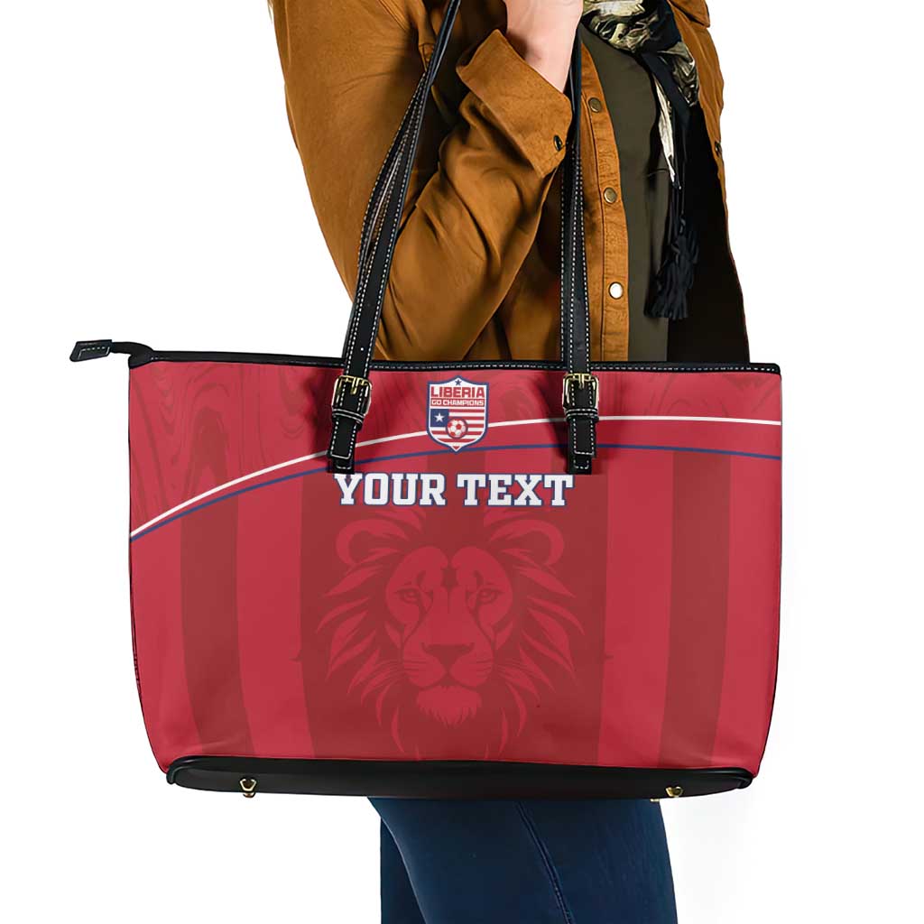 Custom Liberia Football Leather Tote Bag Lion Mascot - Red - Wonder Print Shop