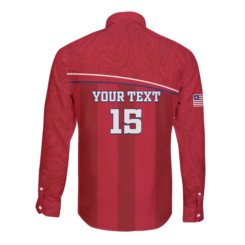 Custom Liberia Football Long Sleeve Button Shirt Lion Mascot - Red - Wonder Print Shop