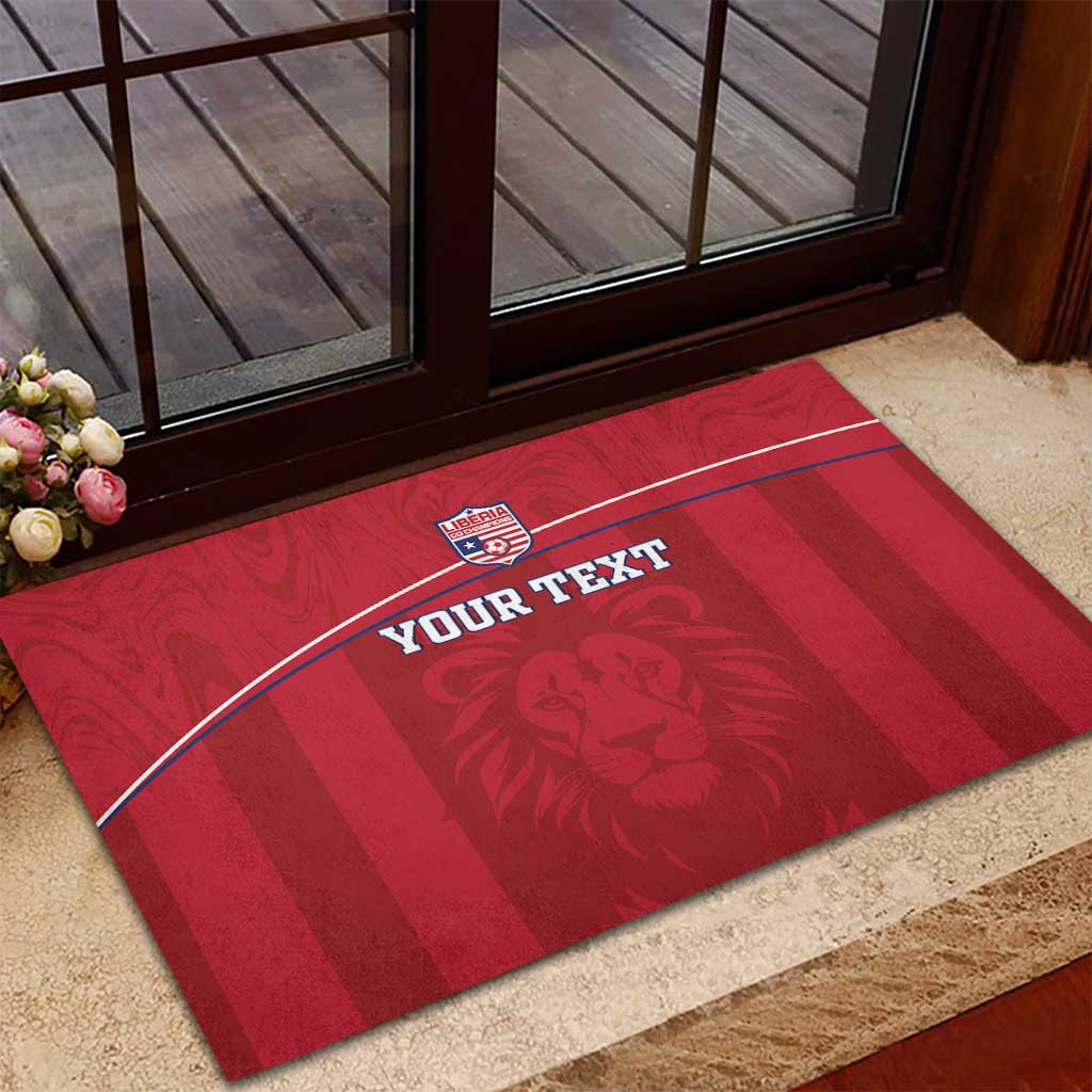 Custom Liberia Football Rubber Doormat Lion Mascot - Red - Wonder Print Shop