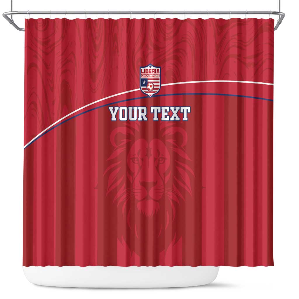 Custom Liberia Football Shower Curtain Lion Mascot - Red