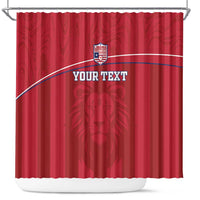 Custom Liberia Football Shower Curtain Lion Mascot - Red