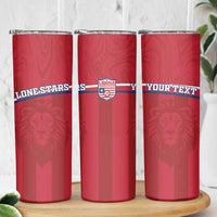 Custom Liberia Football Skinny Tumbler Lion Mascot - Red - Wonder Print Shop