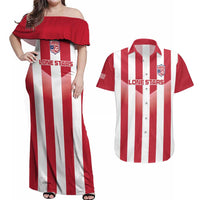 Custom Liberia Football Couples Matching Off Shoulder Maxi Dress and Hawaiian Shirt Sporty Style - Wonder Print Shop